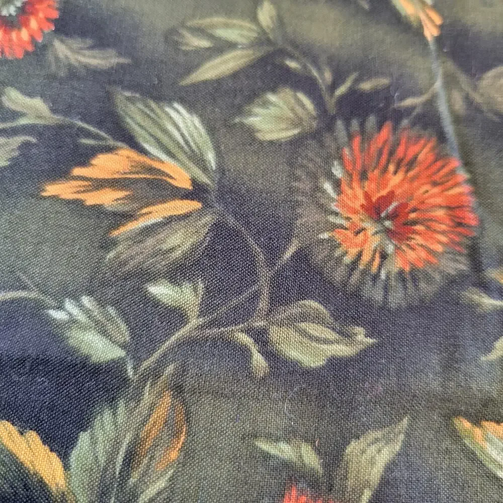 Water Tex Cheri Strole SSI Floral Cotton Fabric 36x42” Green Orange Leaves